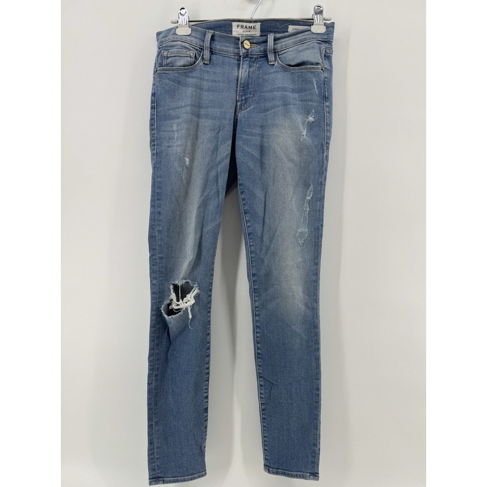 FRAME Le Skinny de‎ Jeanne Jeans Womens 27 Blue Distressed Stretch